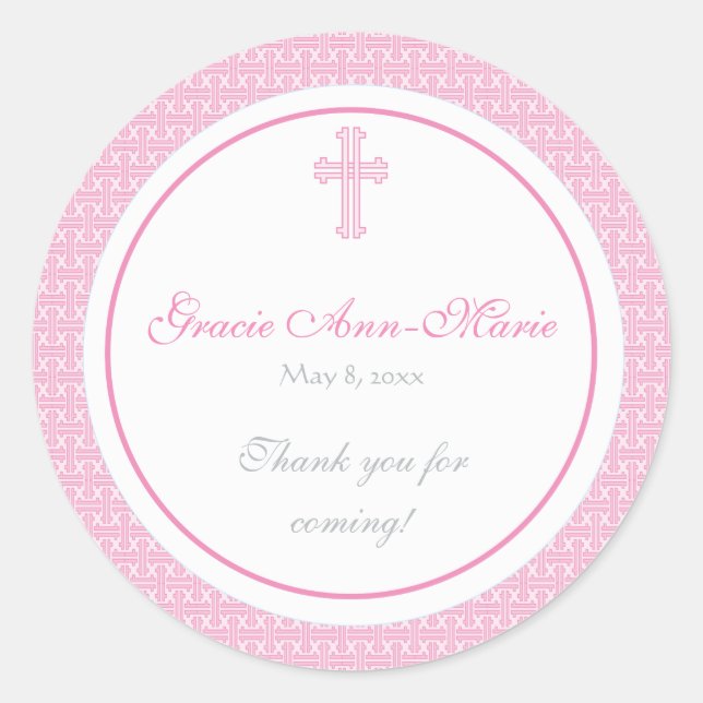 Rond Sticker croix rose/Étiquette de adresse de préfére (Devant)