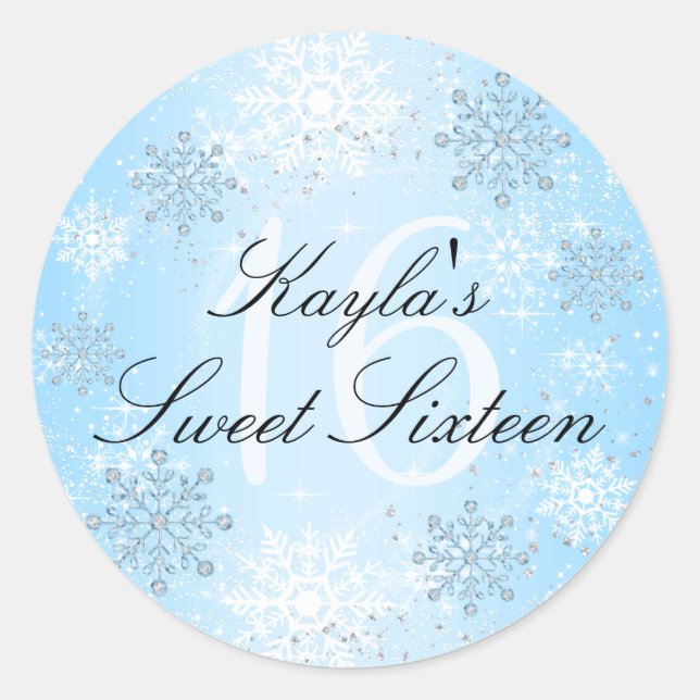 Rond Sticker Crystal Snow Winter Wonderland Sweet 16 (Devant)