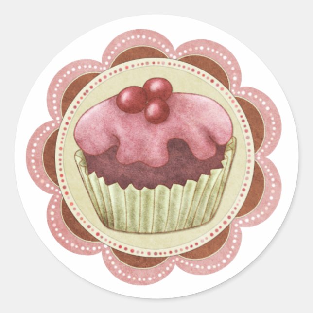 Rond Sticker Cupcake Idéal Pour La Confiture Ou Les Art (Devant)