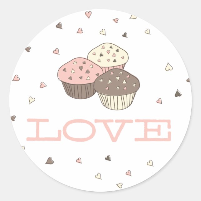 Rond Sticker Cupcake Love (Devant)