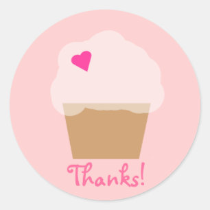 Rond Sticker Cupcake Rose