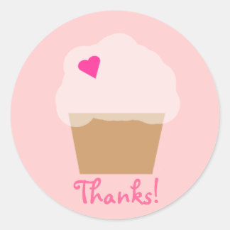 Rond Sticker Cupcake Rose