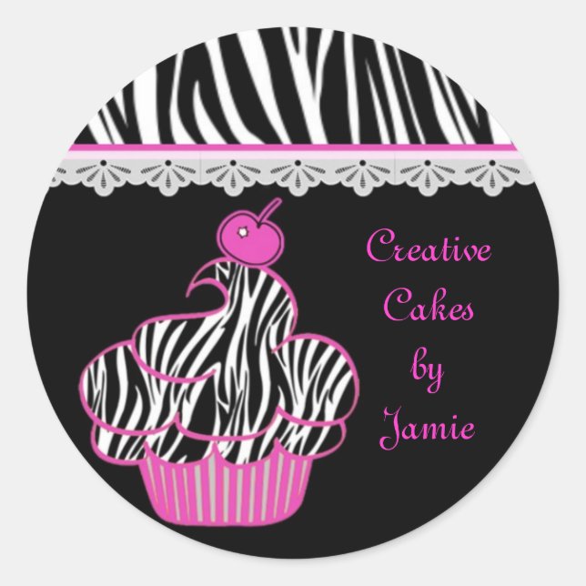 Rond Sticker Cupcake Rose (Devant)