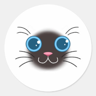 Rond Sticker Cute Chat Siamese