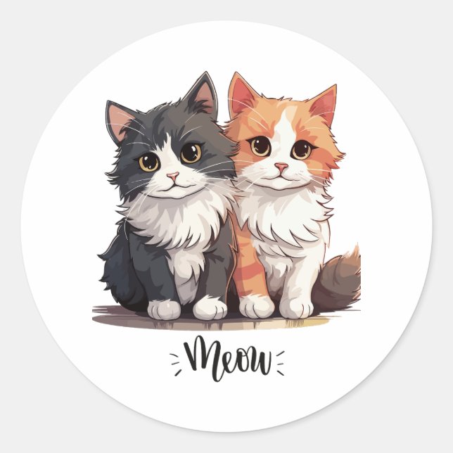 Rond Sticker Cute Kitten (Devant)