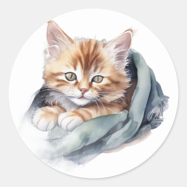 Rond Sticker Cute Kitten (Devant)