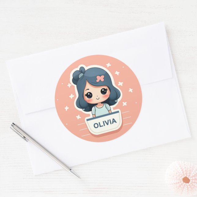 Rond sticker Cute Olivia (Enveloppe)