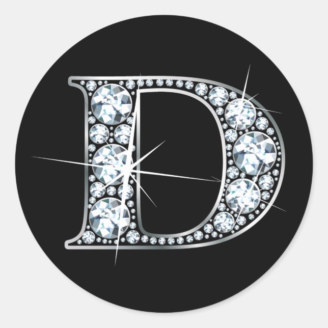 Rond Sticker "D" Faux-"Diamond Bling" (Devant)