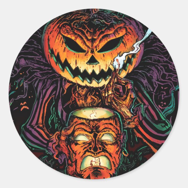 Rond Sticker d’horreur ronde Lord O’Lanterns - Hallowee (Devant)