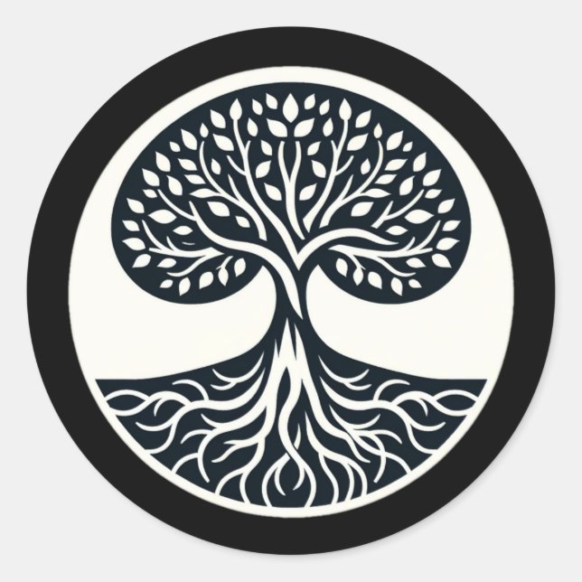 Rond Sticker d’interconnexion de la nature - Arbre de v (Devant)