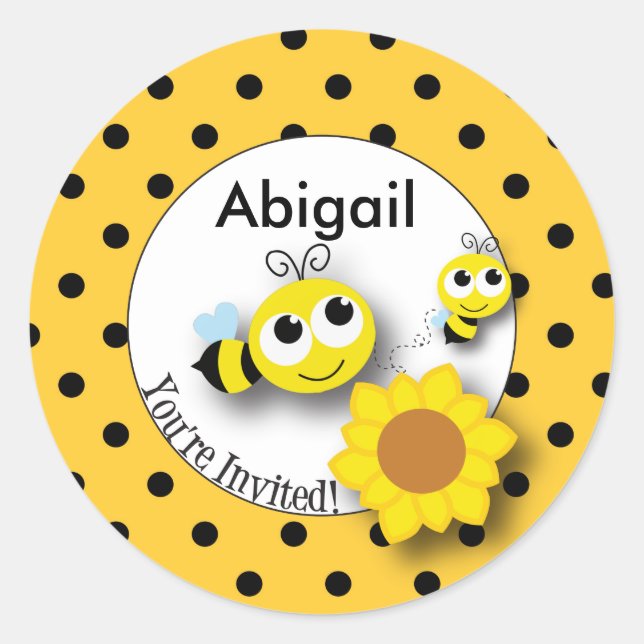 Rond Sticker d'abeille au miel (Devant)