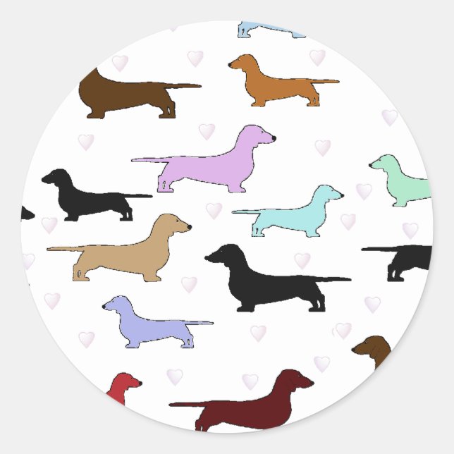 Rond Sticker Dachshund coloré (Devant)