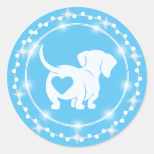 Rond Sticker Dachshund Heart Love