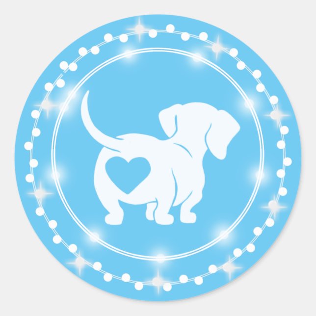 Rond Sticker Dachshund Heart Love (Devant)