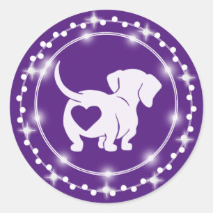 Rond Sticker Dachshund Heart Love