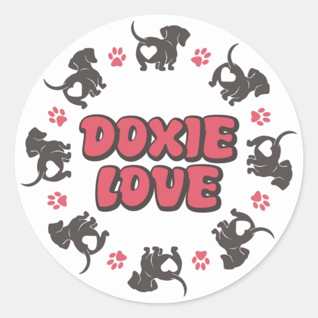 Rond Sticker Dachshund Love (Devant)