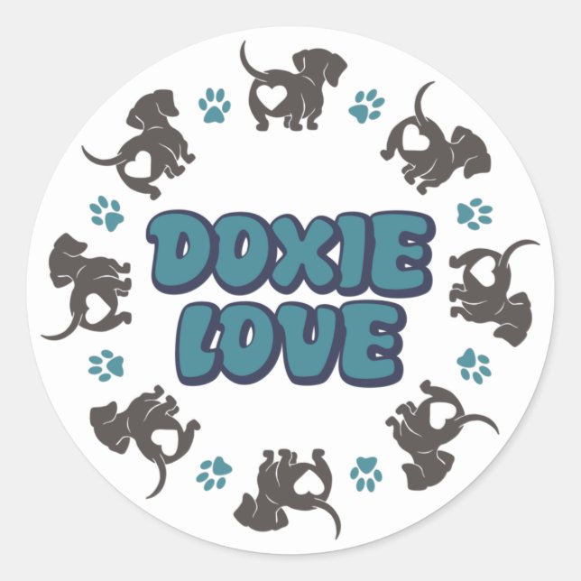Rond Sticker Dachshund Love (Devant)
