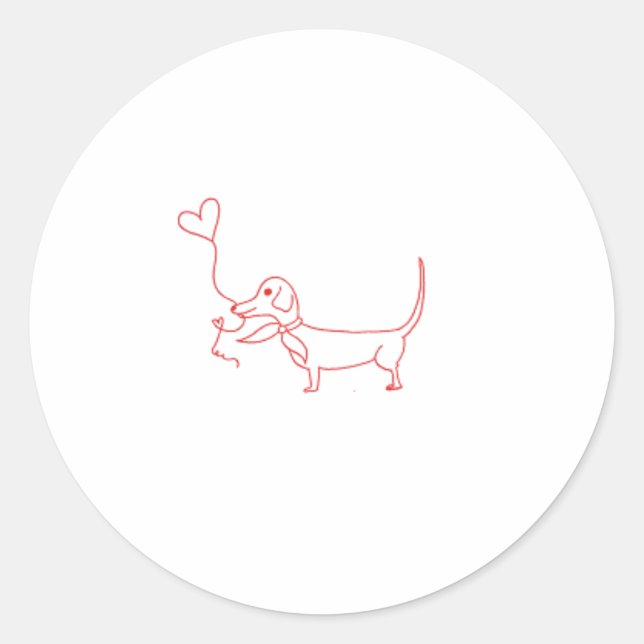 Rond Sticker Dachshund Valentine (Devant)