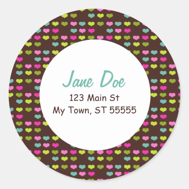Rond Sticker d'adresse amoureuse (Devant)