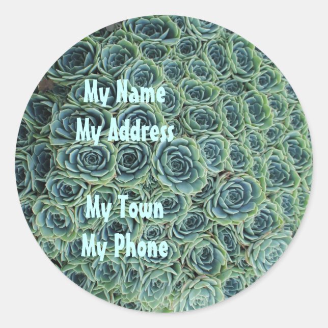 Rond Sticker d'adresse avec Fleurs de cactus (Devant)