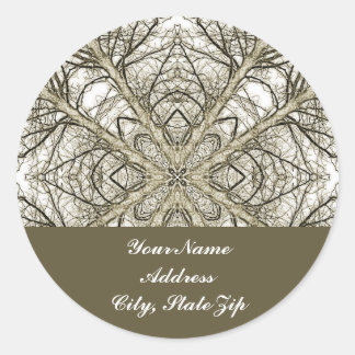 Rond Sticker d'adresse de kaléidoscope d'arbre