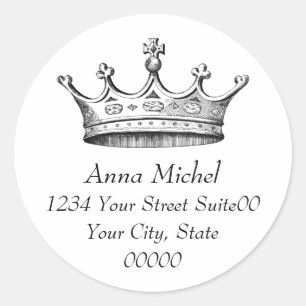 Rond Sticker d'adresse de la Couronne Princess