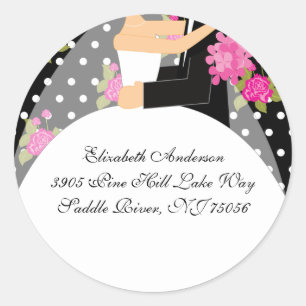 Rond Sticker d'adresse de mariée et de chambre florale 