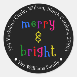 Rond Sticker d'adresse de Noël coloré et joyeux