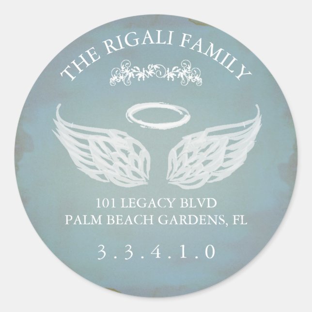 Rond Sticker d'adresse de retour à aile large (Devant)