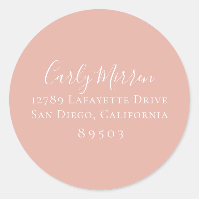 Rond Sticker d'adresse de retour couleur Dusty Rose (Devant)