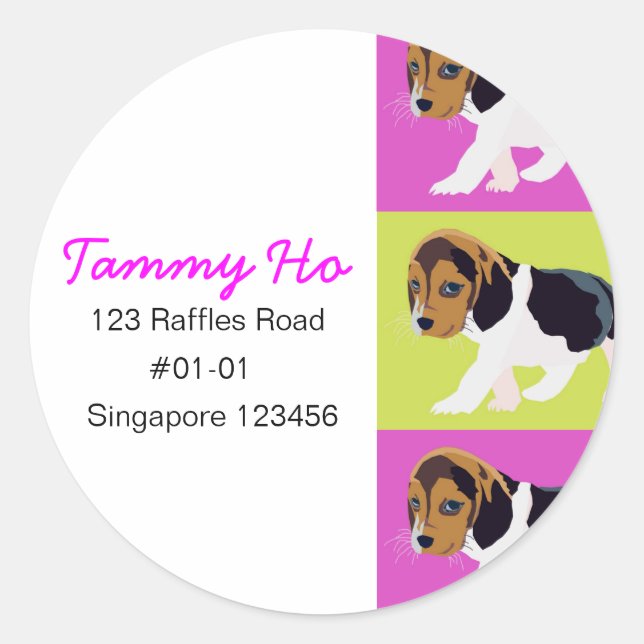 Rond Sticker d'adresse de retour de chien (Devant)