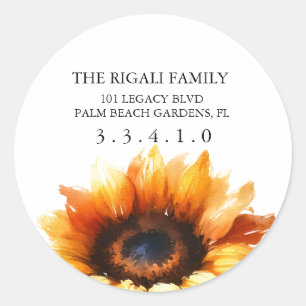 Rond Sticker d'adresse de retour de grande tournesol