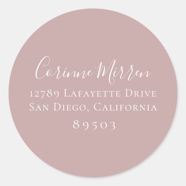 Rond Sticker d'adresse de retour Dusty Mauve (Devant)