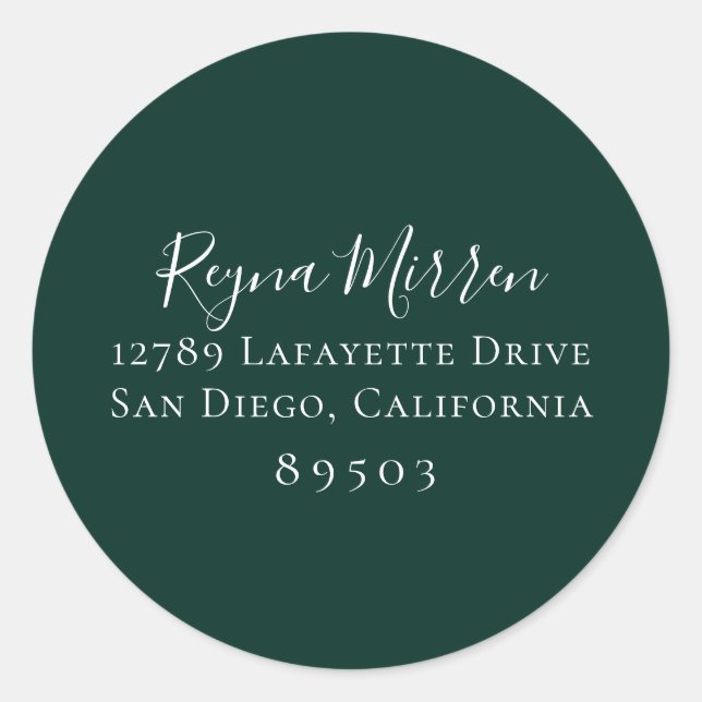 Rond Sticker d'adresse de retour Emerald Green (Devant)