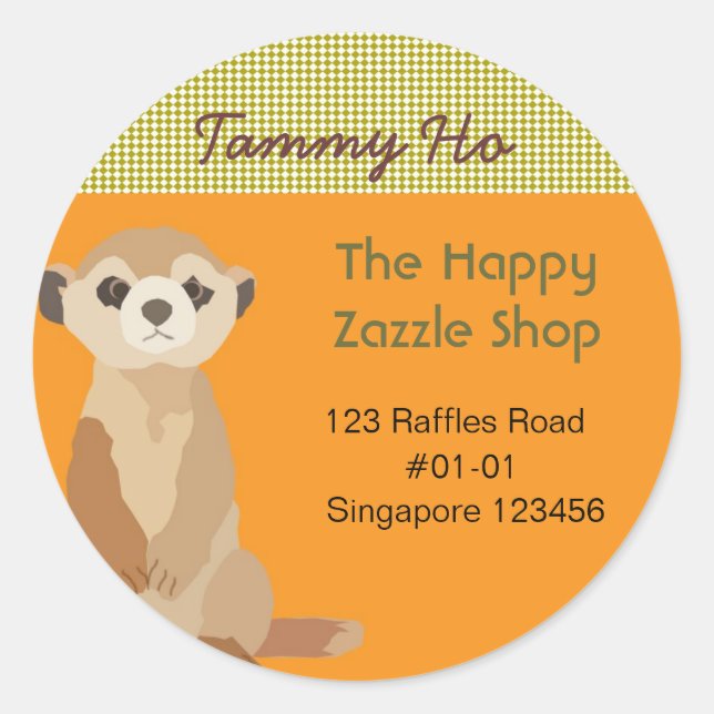 Rond Sticker d'adresse de retour Meerkat (Devant)