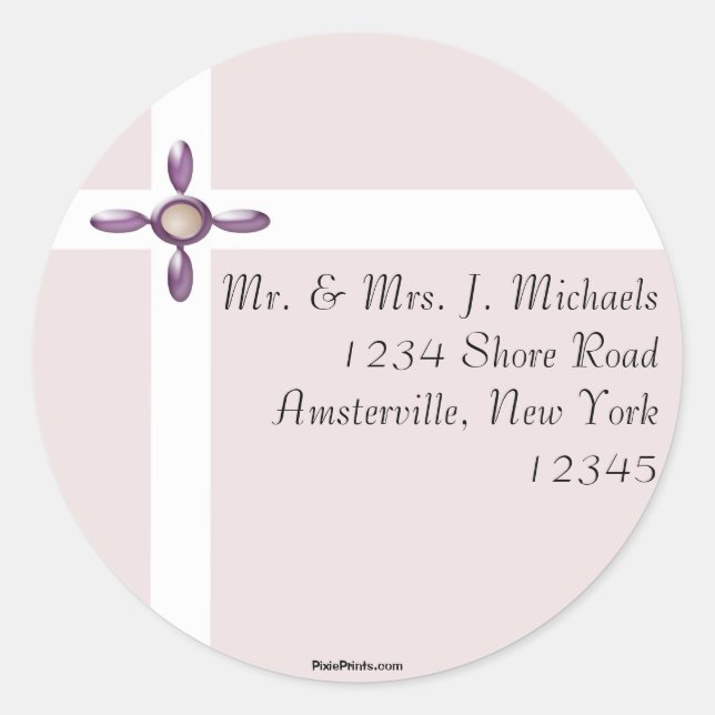 Rond Sticker d'adresse de retour Pearl Cross (Devant)
