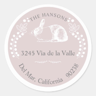 Rond Sticker d'adresse de retour Pink Bunny