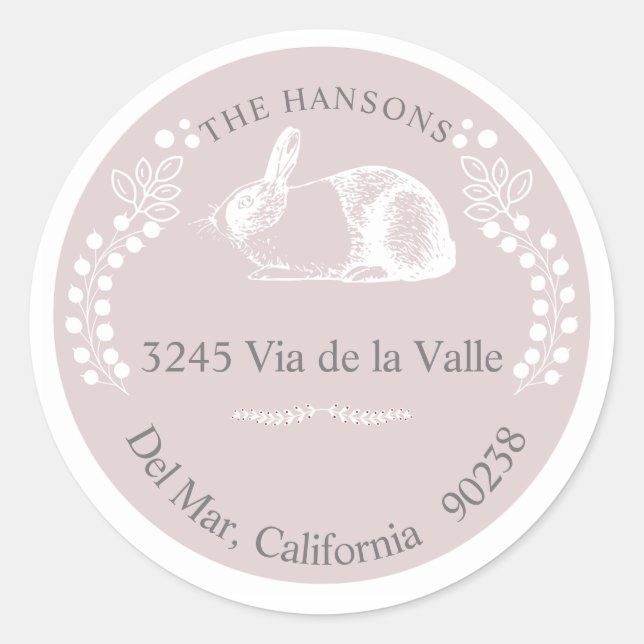 Rond Sticker d'adresse de retour Pink Bunny (Devant)