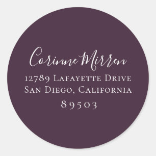 Rond Sticker d'adresse de retour Plum Purple