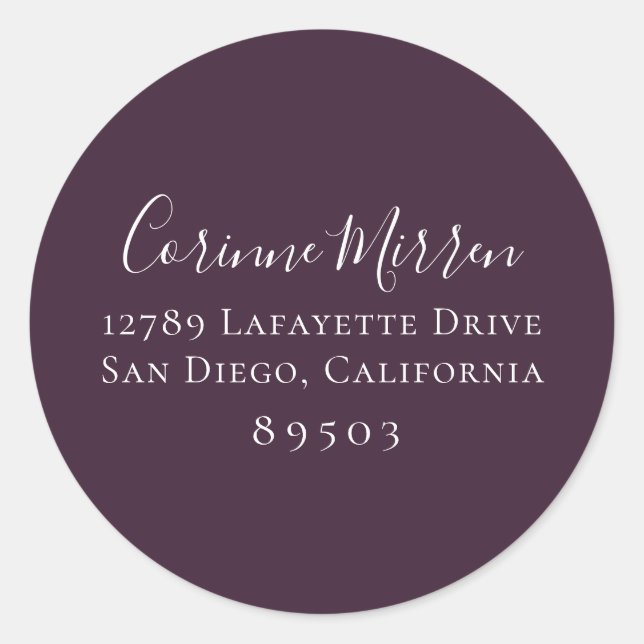 Rond Sticker d'adresse de retour Plum Purple (Devant)
