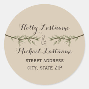 Rond Sticker d'adresse des branches à feuillage persist