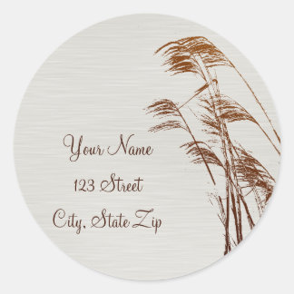 Rond Sticker d'adresse d'herbe de plage