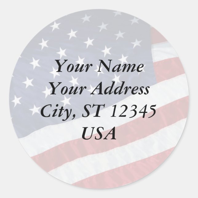 Rond Sticker d'adresse du drapeau des États-Unis (Devant)
