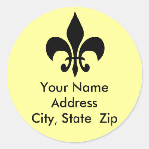 Rond Sticker d'adresse Fleur de Lis
