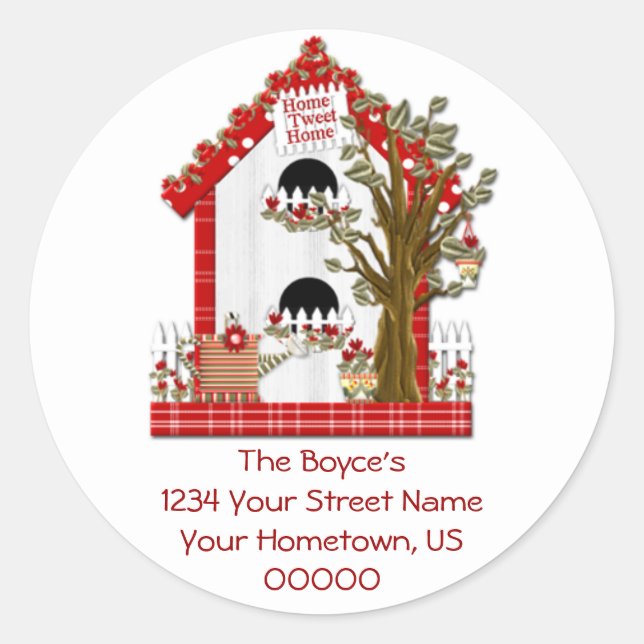 Rond Sticker d'adresse Home Tweet Home (Devant)