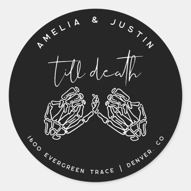 Rond Sticker d'adresse pour Mariage gothique jusqu'à la (Devant)