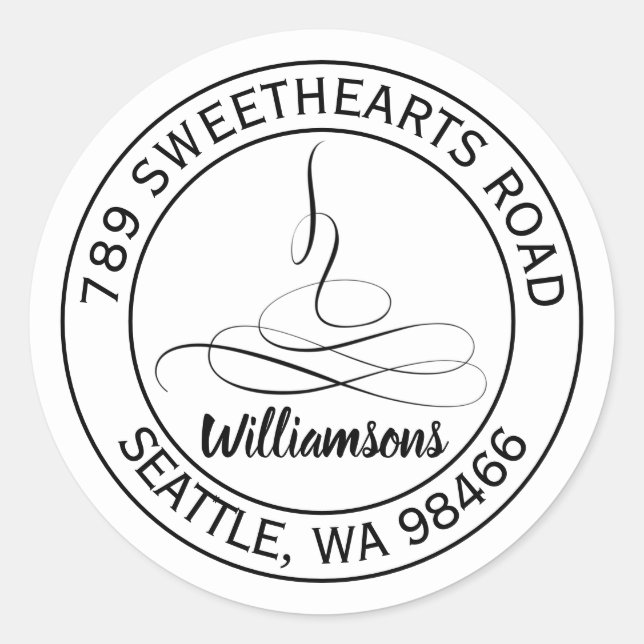 Rond Sticker d'adresse ronde du Mariage de calligraphie (Devant)