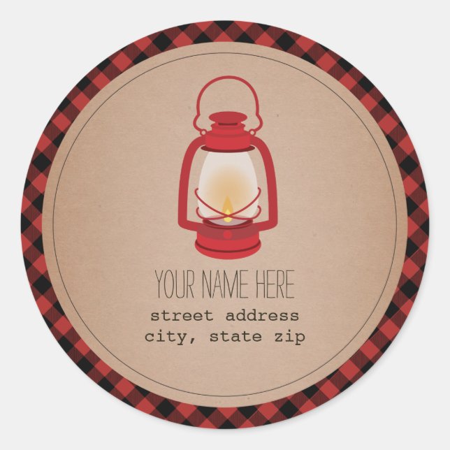 Rond Sticker d'adresse rouge-lanterne (Devant)