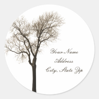 Rond Sticker d'adresse - Silhouette d'arbre nu