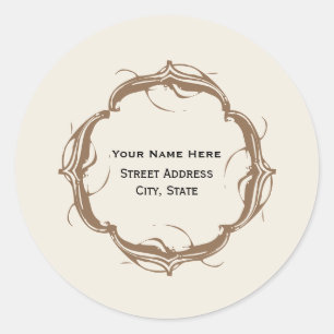 Rond Sticker d'adresse vintage - Brown